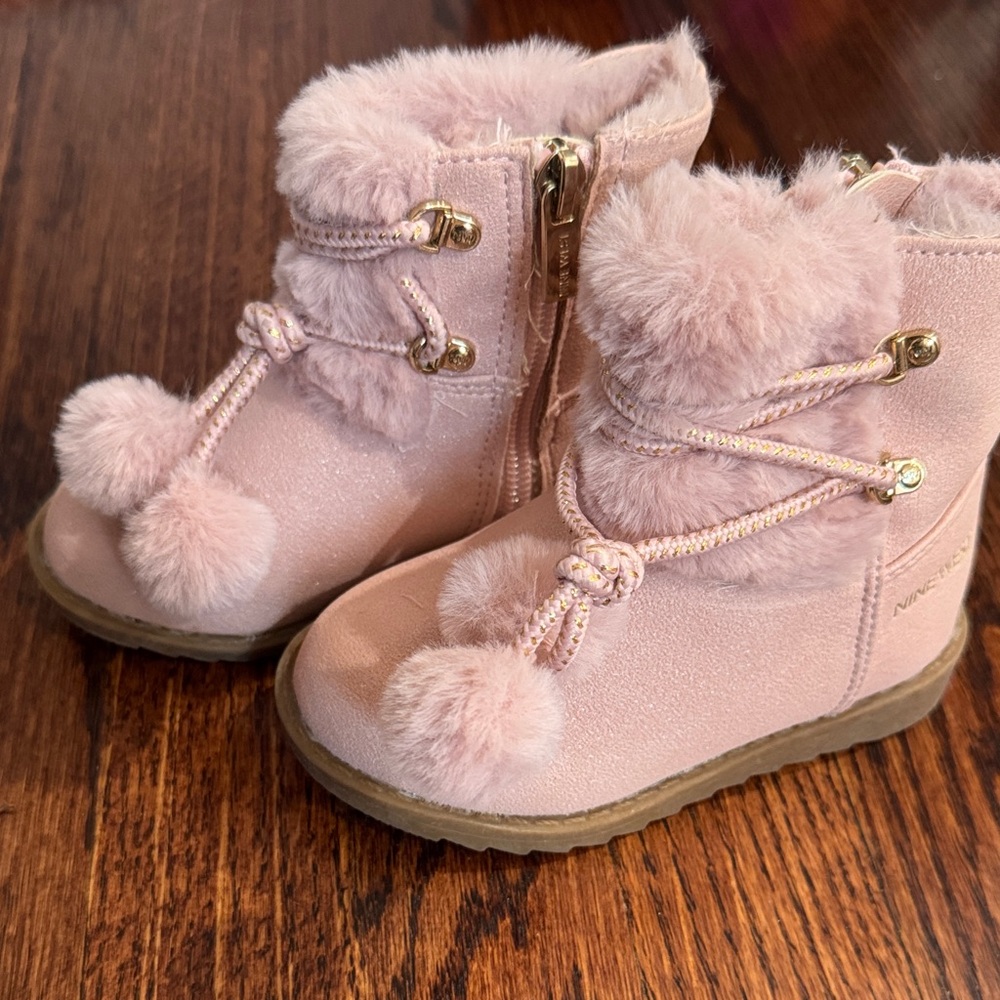 Adorable Pink Furry Kids Boots
